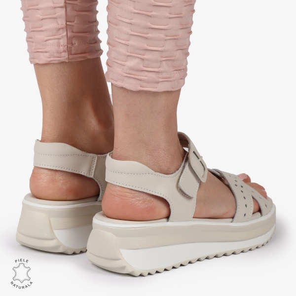 SAndale DAMA DIN PIELE NATURALA CU BARETE INCRUCISATE CRL1423 BEJ - Img 4