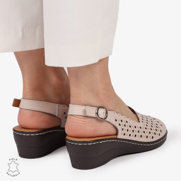 Sandale DAMA DIN PIELE NATURALA SI STIL AJURAT CRL1408 ROZ - Img 4
