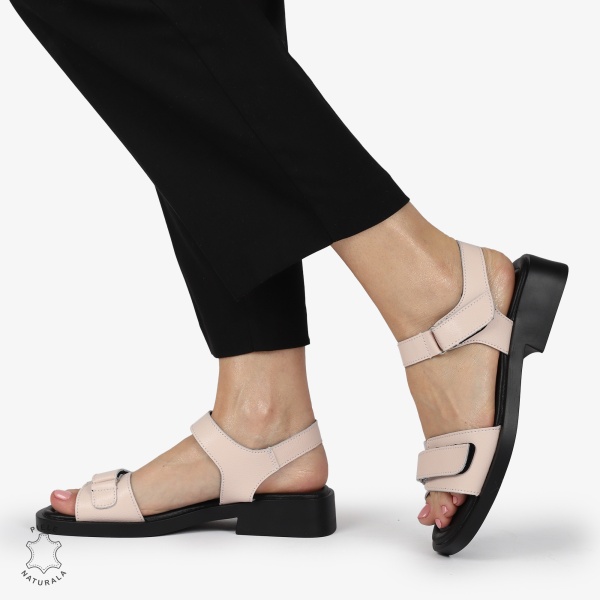 SANDALE Dama Piele Naturala CU INCHIDERE VELCRO CONFORTABILE CRL1373 ROZ - Img 2