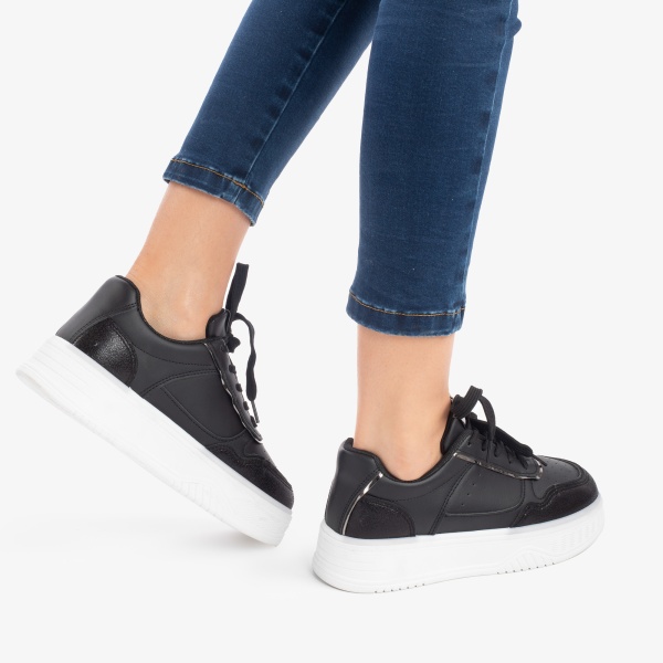 SNEAKERS DAMA din PIELE ECOLOGICA CRL0892 CULOARE:NEGRU - Img 3