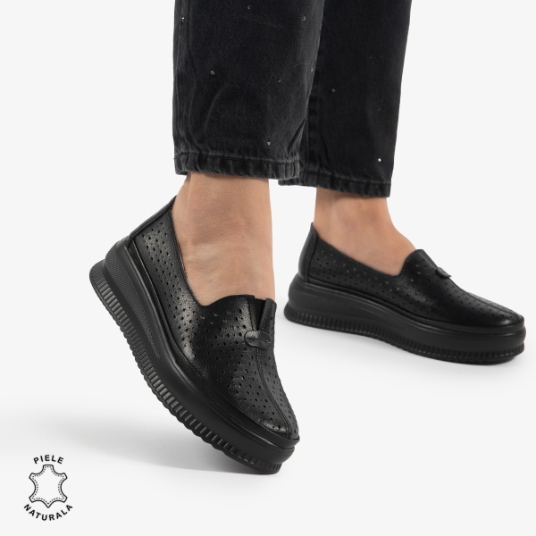 BALERINI dama din Piele Naturala CRL0861 NEGRU - Img 2
