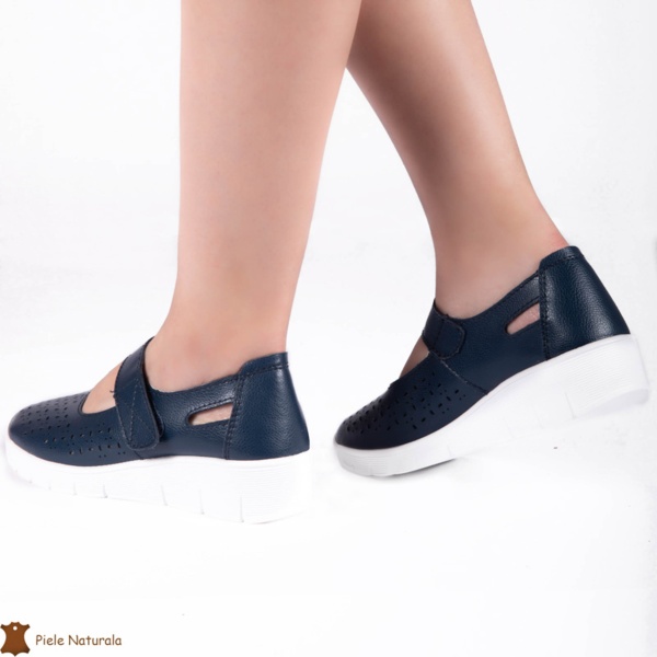Balerini dama din Piele Naturala cu Platforma CRL0179 BLEUMARIN - Img 2
