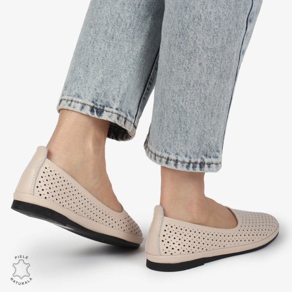 BALERINI dama din Piele naturala PERFORATA SLIP-ON CRL1358 ROZ - Img 3