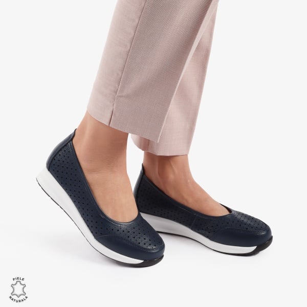Balerini dama din Piele Naturala Slip-On CRL0721 BLEUMARIN - Img 3
