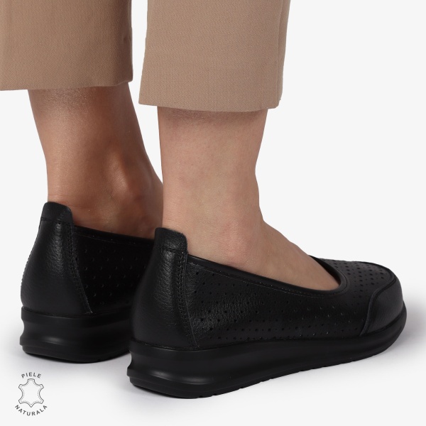Balerini dama din Piele Naturala Slip-On CRL0721 NEGRU - Img 3