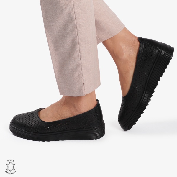 Balerini Dama Piele naturală CRL0105 NEGRU - Img 2