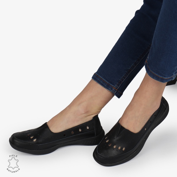 Balerini Dama Piele Naturala Slip-on CRL0074 NEGRU - Img 4