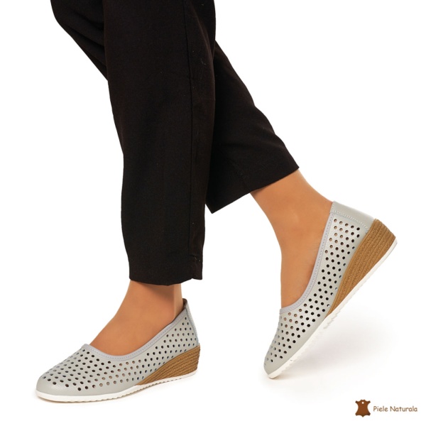 Balerini Dama Piele Naturala Slip-on CRL0075 GRI - Img 3