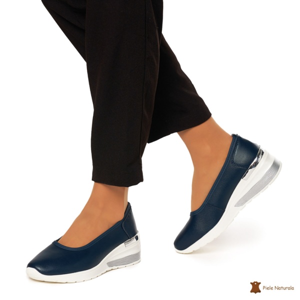 Balerini Dama Piele Naturala slip-on CRL0082 NAVY - Img 3