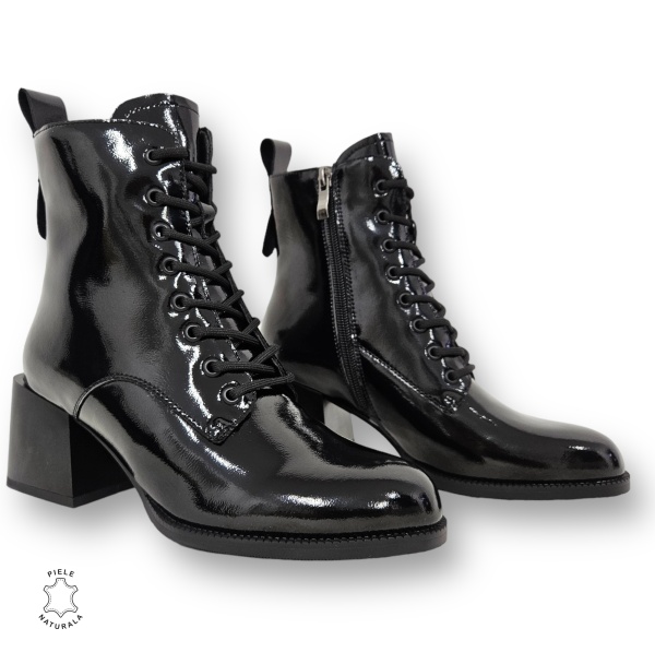 BOTINE DAMA CU TOC GROS din PIELE NATURALA CRL1328 CULOARE:NEGRU - Img 2