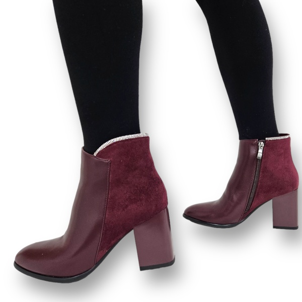 Botine DAMA din PIELE Ecologica cu FERMOAR CRL0925 CULOARE: Bordo - Img 5