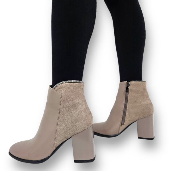Botine DAMA din PIELE Ecologica cu FERMOAR CRL0925 CULOARE: Khaki - Img 4