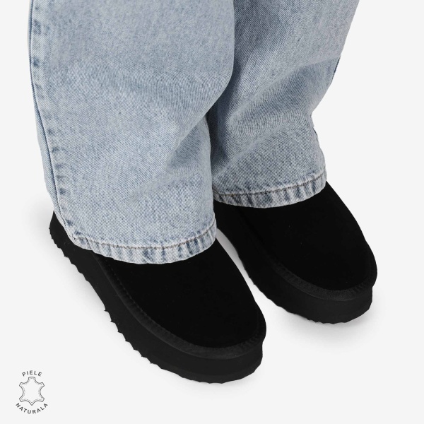 CIZME TIP UG DAMA din PIELE NATURALA INTOARSA CRL0893 CULOARE:NEGRU - Img 4
