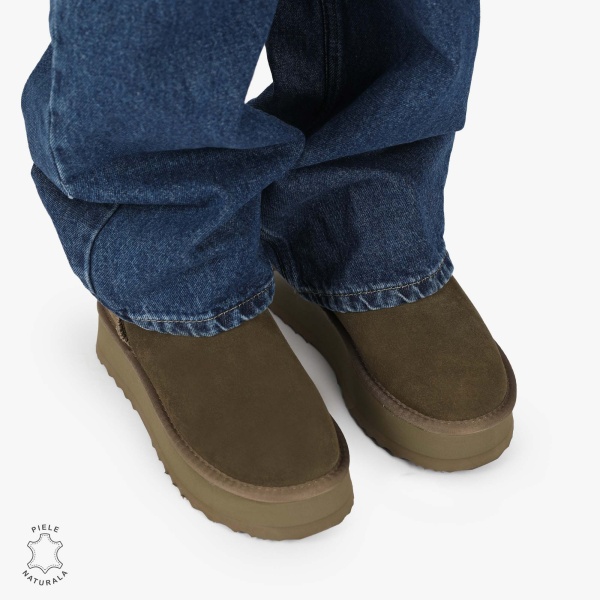 CIZME TIP UG DAMA din PIELE NATURALA INTOARSA CRL0893 CULOARE:OLIVE - Img 9