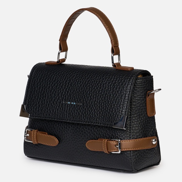 Geanta dama din piele ecologica cu clapetă și detalii metalice elegante CRL1490 - Img 2