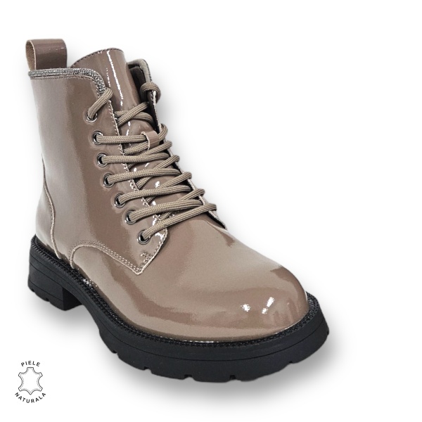 GHETE DAMA din PIELE NATURALA LUCIOASA CRL0896 CULOARE:khaki - Img 2