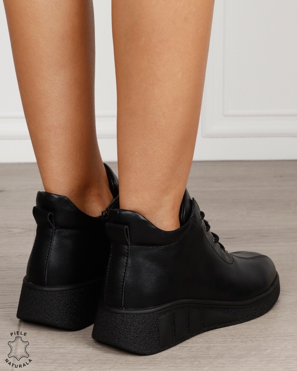 Ghete damă din piele naturală model clasic CRL1874 NEGRU - Img 3