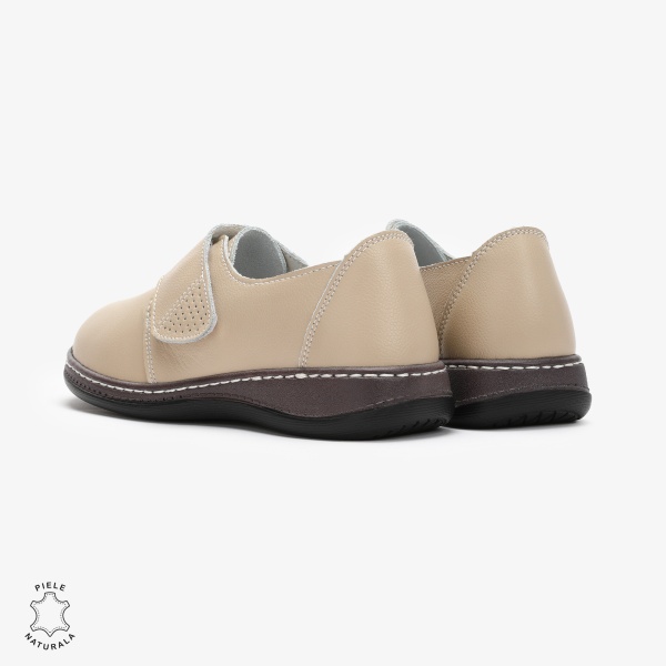 Mocasini dama din Piele naturală CRL0017 Bej - Img 3