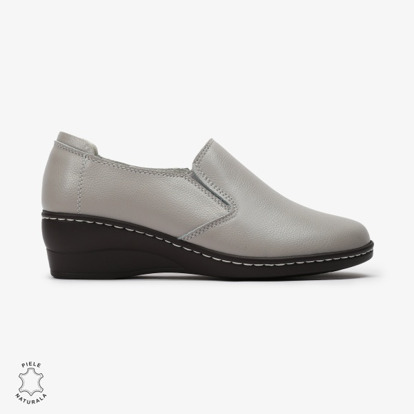 Mocasini Dama din Piele naturală CRL0118 GRI - Img 2