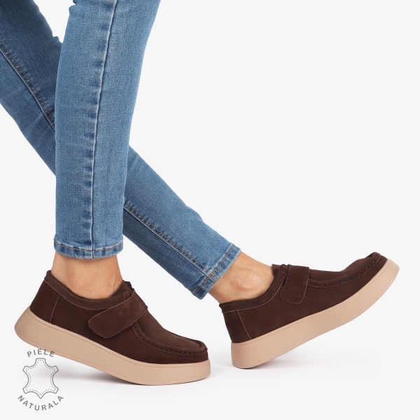 MOCASINI dama din Piele Naturala CU INCHIDERE SCAI CRL1226MARO - Img 3