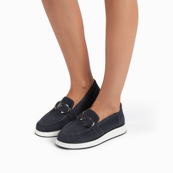 Mocasini dama din Piele Naturala Intoarsa CRL0840 NAVY - Img 2