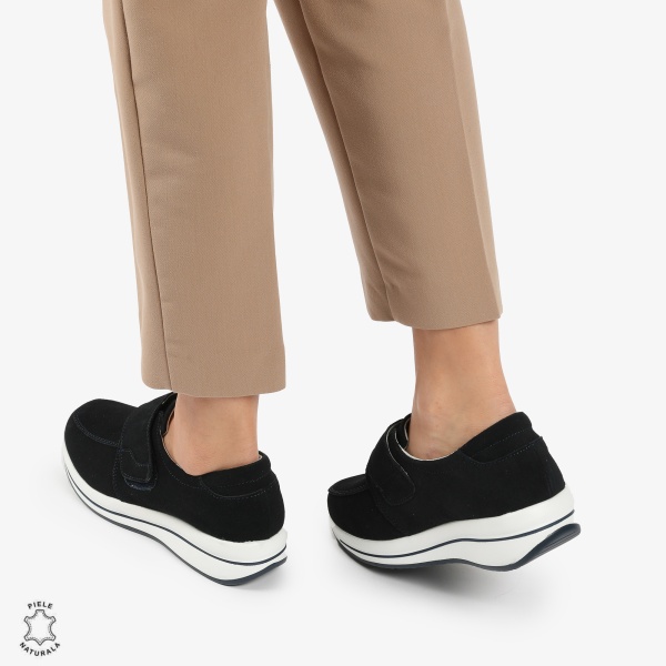 Mocasini dama din piele naturala INTOARSA cu talpa groasa CRL0004 NAVY - Img 4