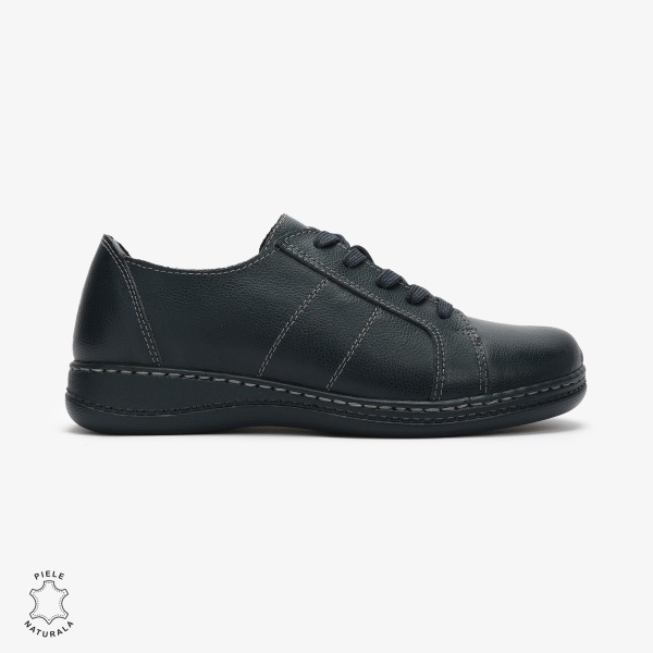 Pantofi casual Bleumarin de dama din piele naturala cu talpa plata CRL0013 - Img 2