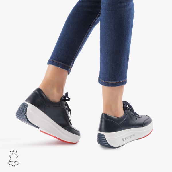 Pantofi casual dama din Piele naturală CRL0058 BLEUMARIN - Img 2