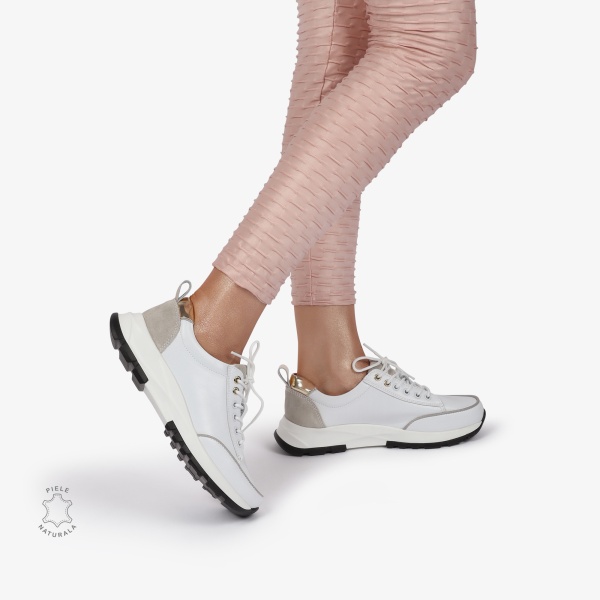 Pantofi Casual dama din Piele Naturala CRL0854 ALB - Img 2