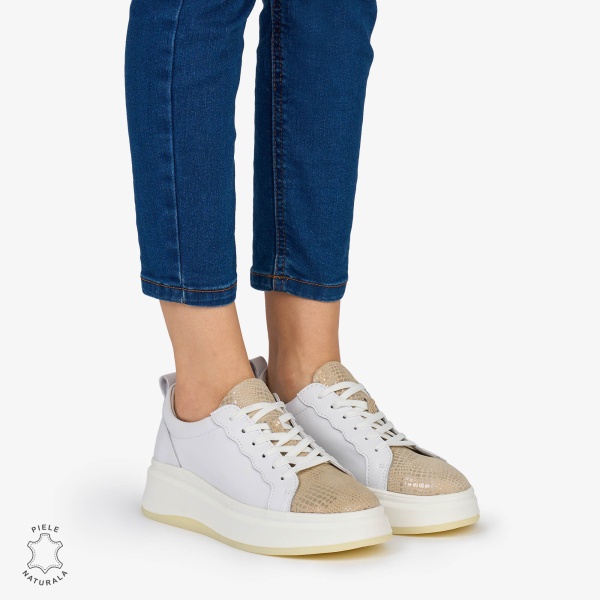Pantofi Casual DAMA din PIELE Naturala CRL0947 CULOARE: ALB - Img 3