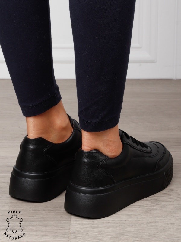 Pantofi Casual dama din Piele Naturala CRL1539 NEGRU - Img 3