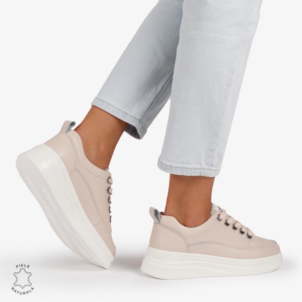 Pantofi casual dama piele naturala CRL0869 ROZ - Img 3