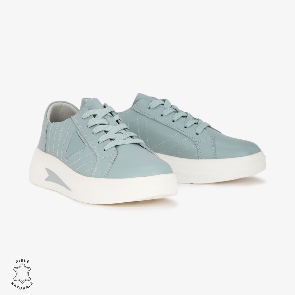 Pantofi Casual de dama din Piele naturala CRL0523 ALBASTRU - Img 2