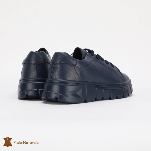 Pantofi Casual de dama din Piele naturala cu talpa groasa CRL0491 NAVY - Img 4