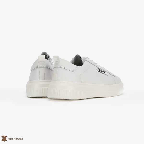 Pantofi Casual de dama din Piele naturala cu talpa groasa CRL0494 Alb - Img 3