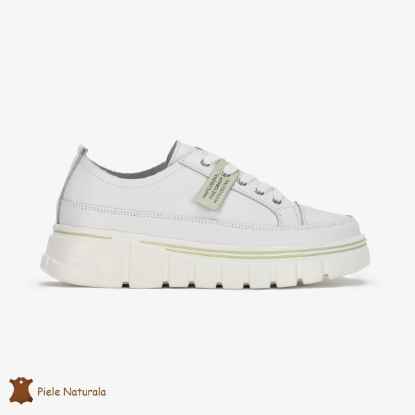 Pantofi Casual de dama din Piele naturala Interior confortabil CRL0488 Alb - Img 2