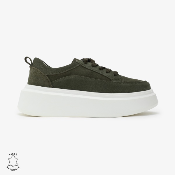 Pantofi Casual de dama din Piele Naturala Intoarsa CRL0567 VERDE - Img 2
