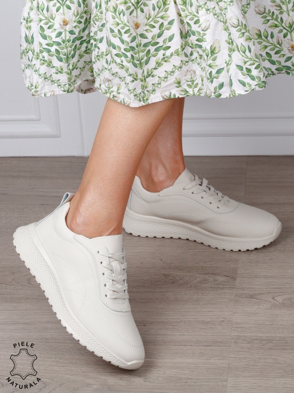 Pantofi casual din piele naturală pentru un stil autentic CRL1816 BEJ - Img 2