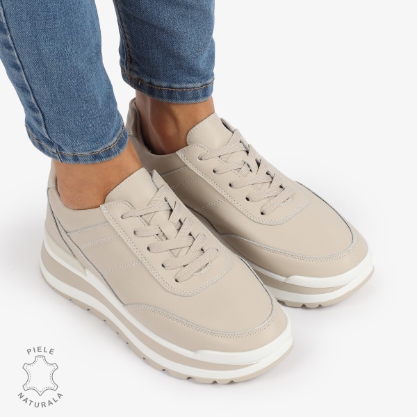 Pantofi Casual Piele Naturala CRL1221 BEJ - Img 2