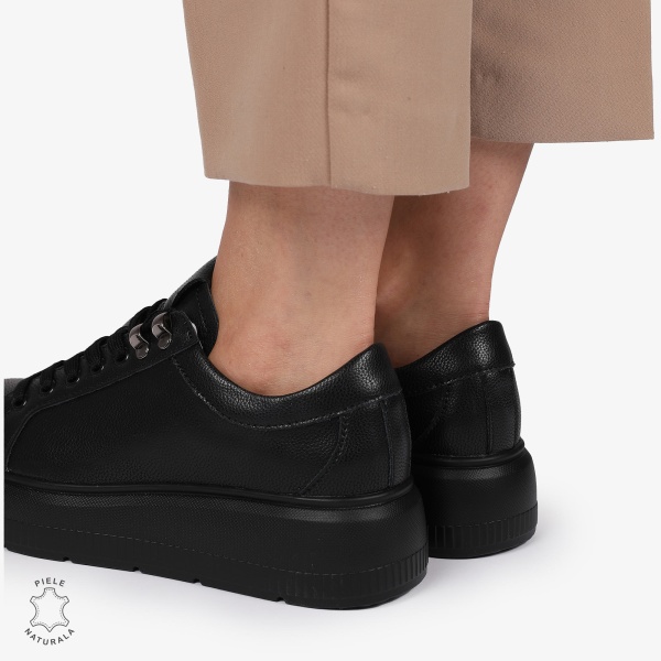 Pantofi CASUAL PIELE NATURALA CU INCHIDERE SIRET CRL1294 NEGRU - Img 4