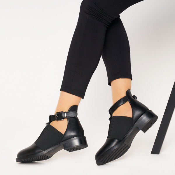 Pantofi cu toc de dama din piele Ecologica CRL0164 NEGRU - Img 4