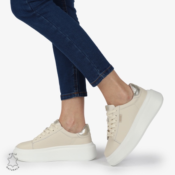 Pantofi DAMA CASUAL din piele naturală confort și stil CRL1378 BEJ - Img 2