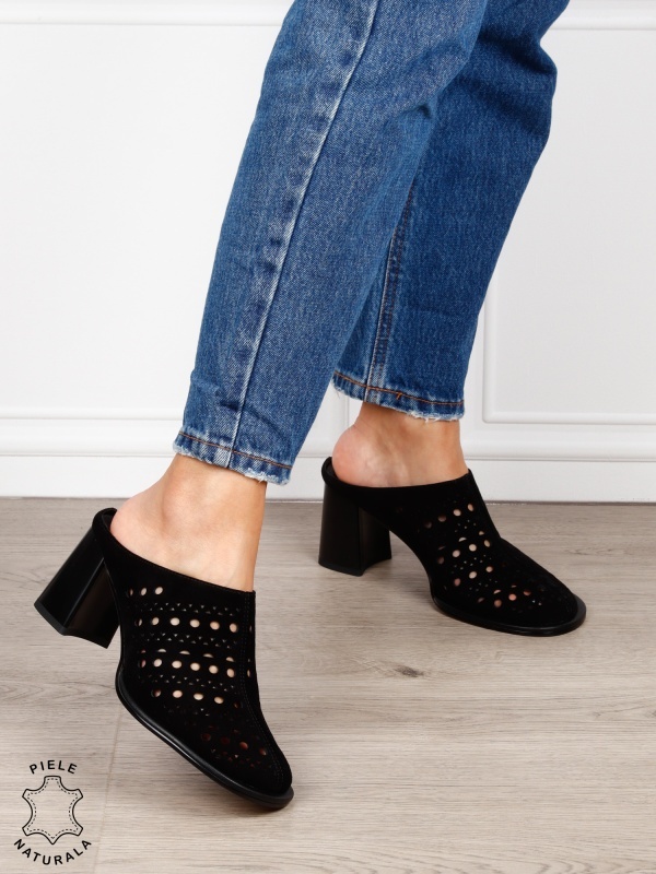 Pantofi dama eleganti din piele naturala Intoarsa Slip-on CRL1633 Negru - Img 2