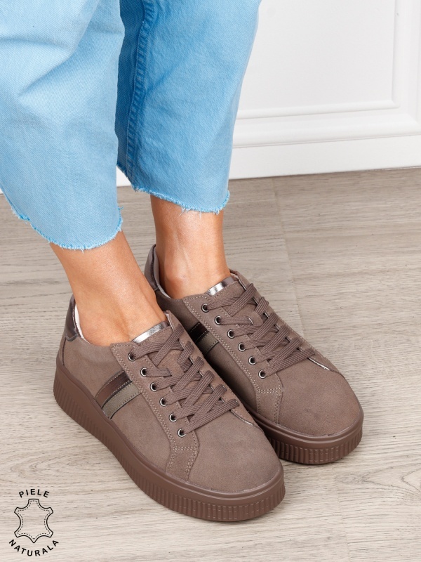 Pantofi sport din piele naturală intoarsa cu finisaje premium CRL1811 MARO - Img 2