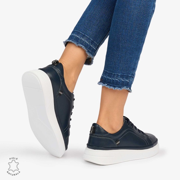 Pantofii casual piele naturala COMOZI CRL1070 CULOARE: NAVY - Img 4
