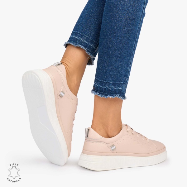 Pantofii casual piele naturala COMOZI CRL1070 CULOARE: ROZ - Img 3