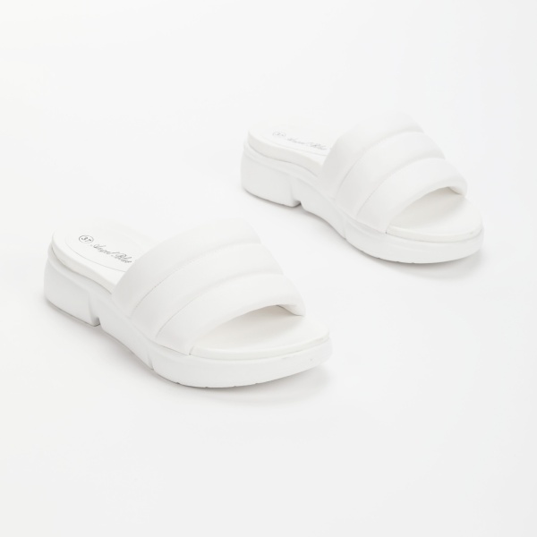 Papuci dama din Piele Ecologica alb CRL0212 - Img 2