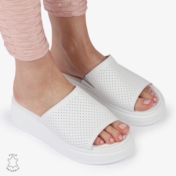 PAPUCI DAMA DIN PIELE NATURALA CRL1425 ALB - Img 2