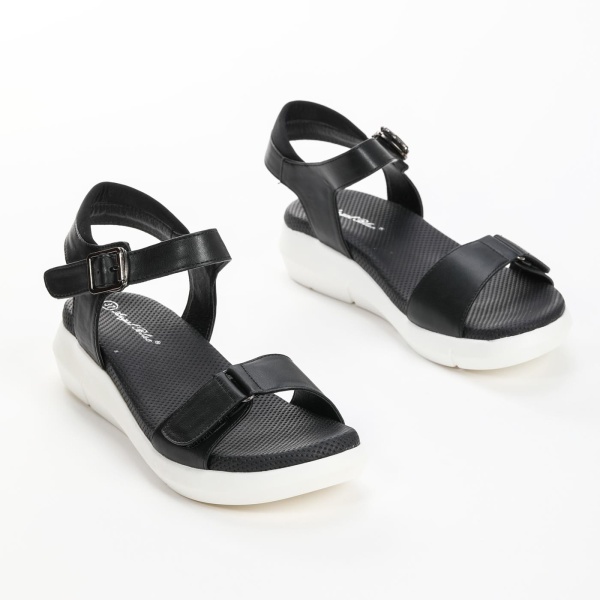 Sandale dama din Piele Ecologica CRL0220 Negru - Img 2