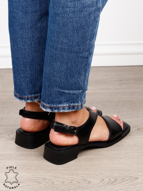 SANDALE dama din piele naturala cu barete CRL1627 NEGRU - Img 3
